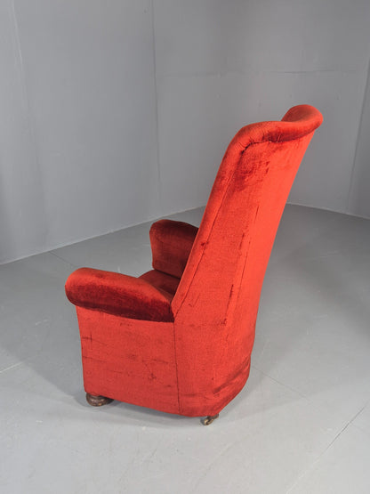 Vintage Rocking Chair Mid Century Red Velour 1950s Retro EB12794
