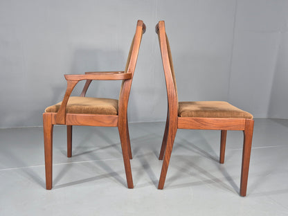 6 Vintage 1970s Nathan Dining Chairs Brown Velour Teak Retro MCM EB11921