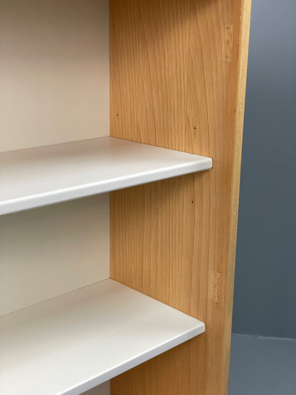 Vintage 1980s Beech Bookcase White Vinyl Base Adjustable Shelving Retro EB13170