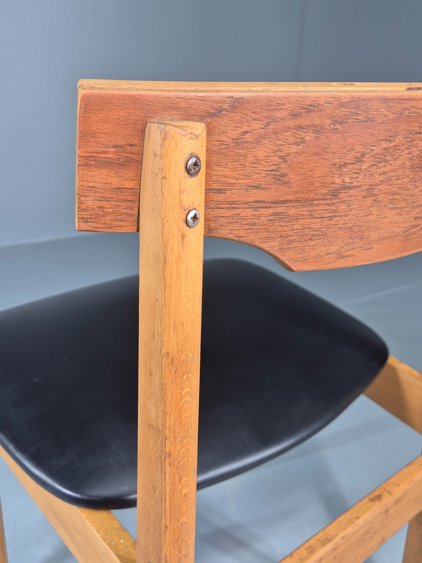 Vintage Teak Dining Chair 1960s Retro Mid Century Vinyl Seat EB11759