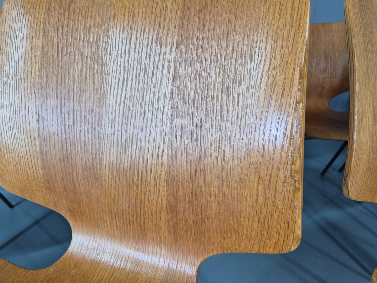 11 Vintage Stacking Chairs Industrial Danish Design Bent Ply Retro MCM EB12661