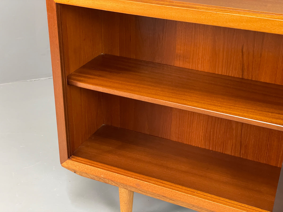 Vintage Teak Glazed Bookcase 1970s Shelving Mid Century Retro EB13151