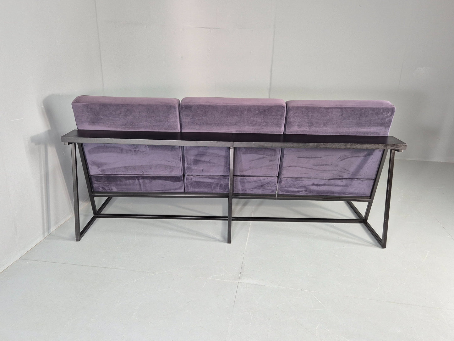Vintage 3 Seater Sofa Modern Design Orange Box Lossit Purple Velvet EB12807