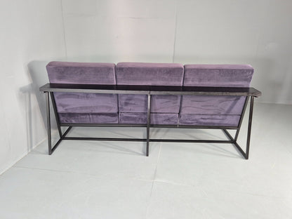 Vintage 3 Seater Sofa Modern Design Orange Box Lossit Purple Velvet EB12807
