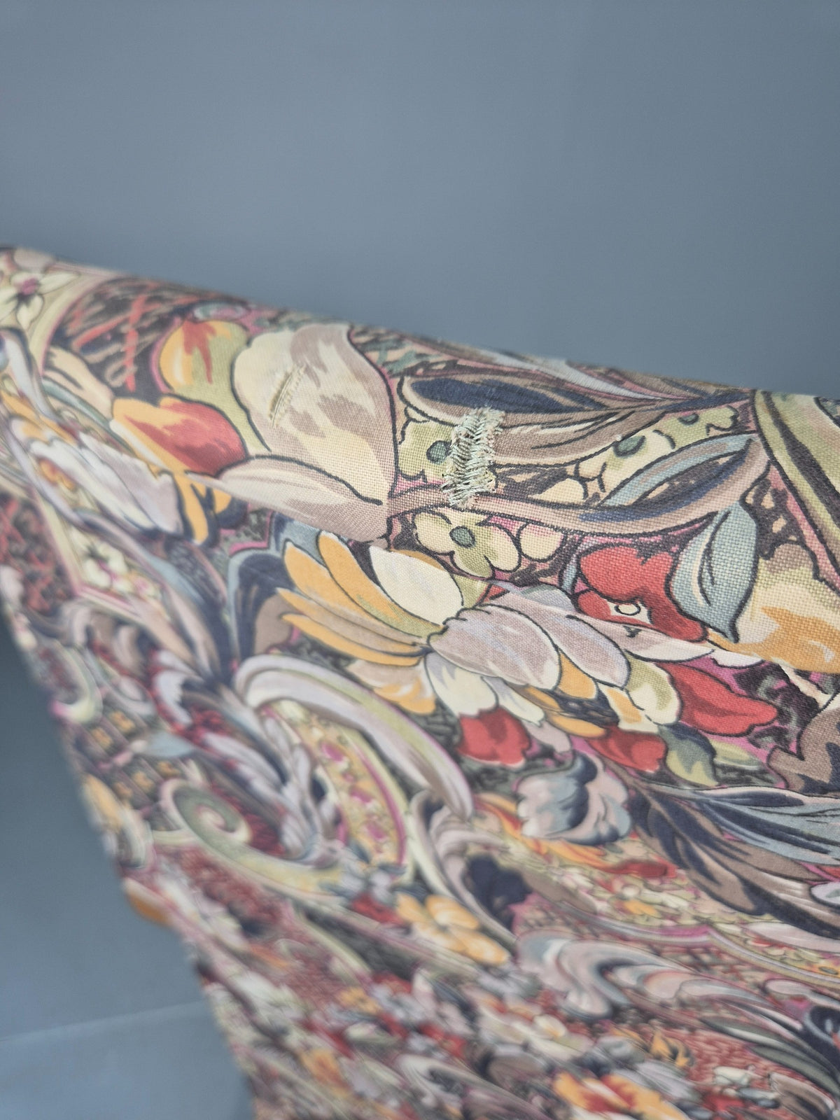 Vintage Mid Century Rocking Chair Floral Print Synthetic Fabric 1970s EB12920