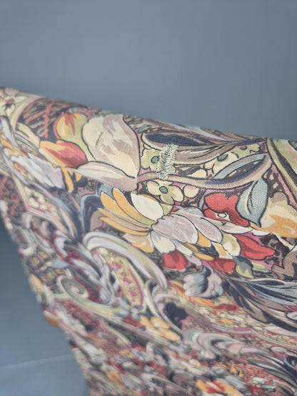 Vintage Mid Century Rocking Chair Floral Print Synthetic Fabric 1970s EB12920