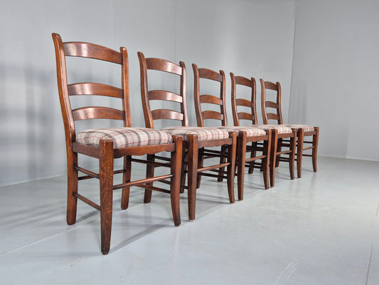 5 Ladderback Dining Chairs Traditional styled Modern Edition Tartan Cloth 11173