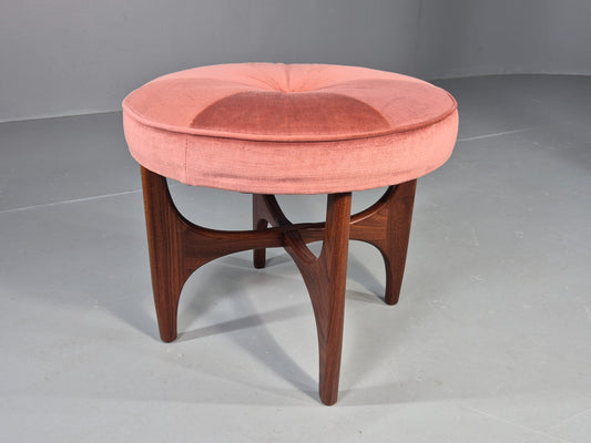 Vintage G Plan Fresco Stool Teak and Pink Velour Retro 1970s  EB12268
