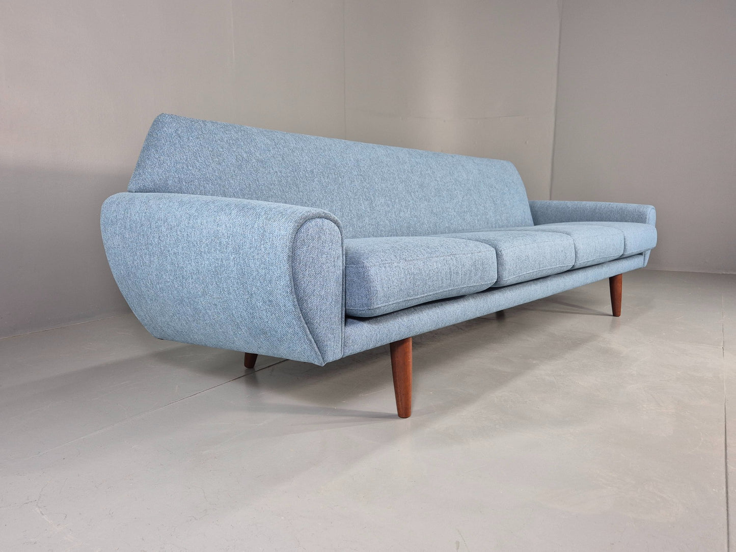 Vintage 4 Seater Sofa 1960s Danish Thams New Upholstery Teak Legs MCM  EB12788