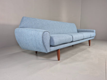 Vintage 4 Seater Sofa 1960s Danish Thams New Upholstery Teak Legs MCM  EB12788