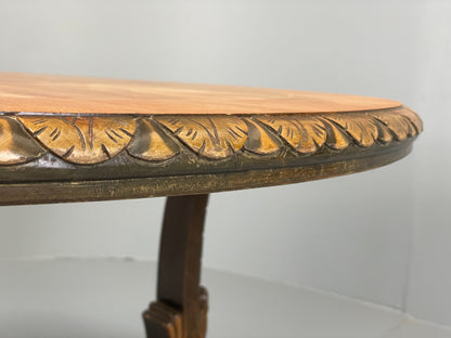 Vintage Carved Coffee Table Elm Art Deco Lion Feet 1950s EB11190