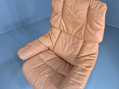 Vintage Stressless Reno Armchair with Matching Footstool Swivel Recline EB12589