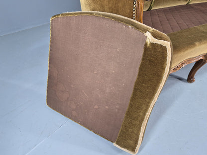 Vintage Danish 1950s 3 Seat Sofa with French Rococo Stylings Retro EB12767