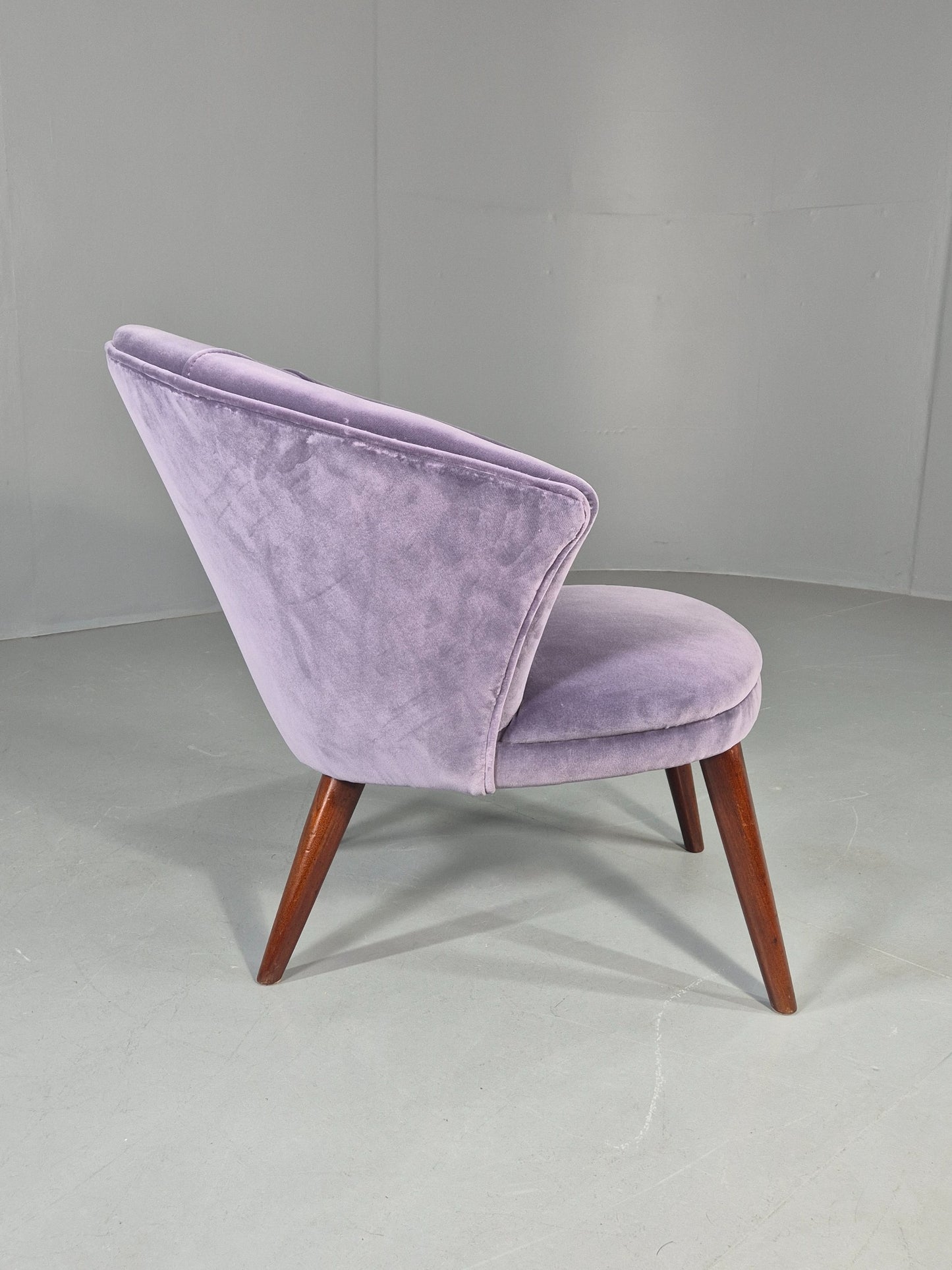 Vintage Danish Mid Century Tub Chair New Upholstery Teak Legs 1960s  EB12039
