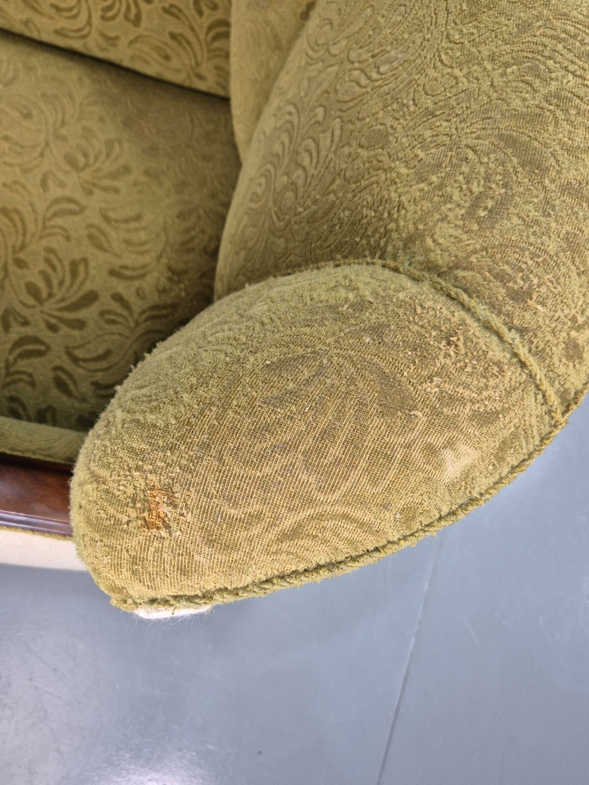 Vintage Danish Lounge Chair Green and Cream Art Deco Antique 1930s EB7575 VCLO