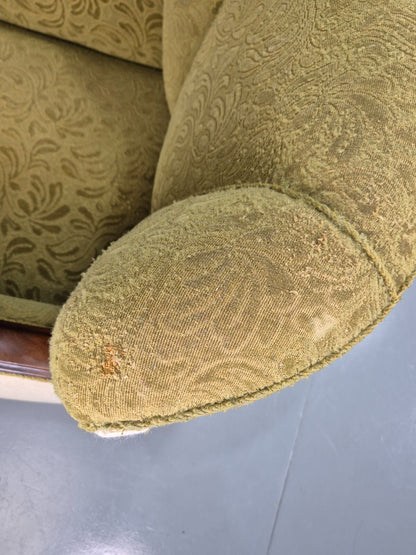 Vintage Danish Lounge Chair Green and Cream Art Deco Antique 1930s EB7575 VCLO