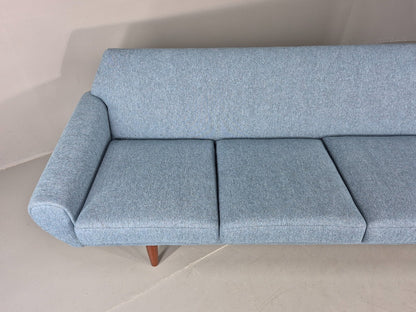 Vintage 4 Seater Sofa 1960s Danish Thams New Upholstery Teak Legs MCM  EB12788