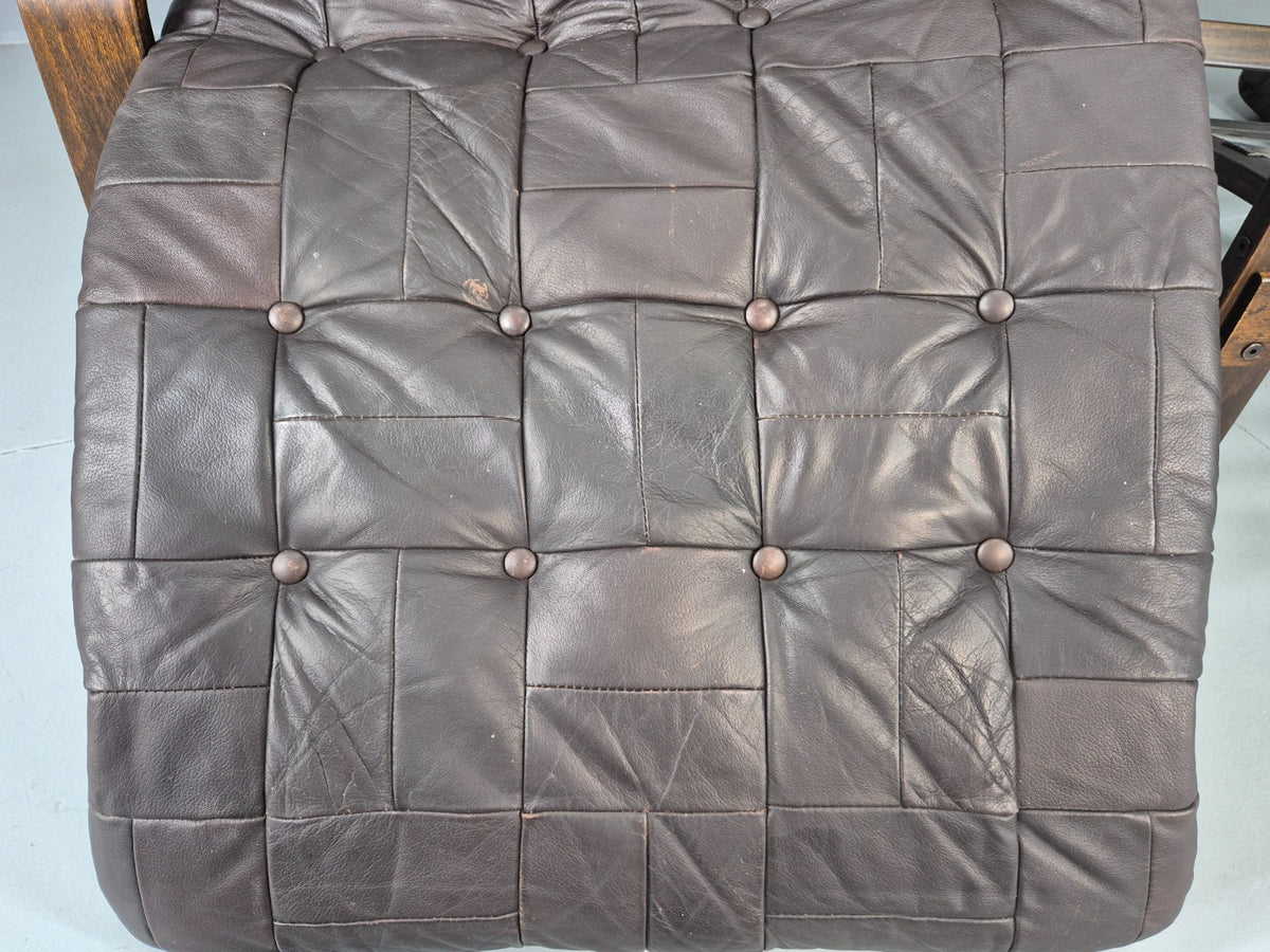 2 Vintage Leather Lounge Chairs 1970s Danish Bentwood MCM Retro  EB13080