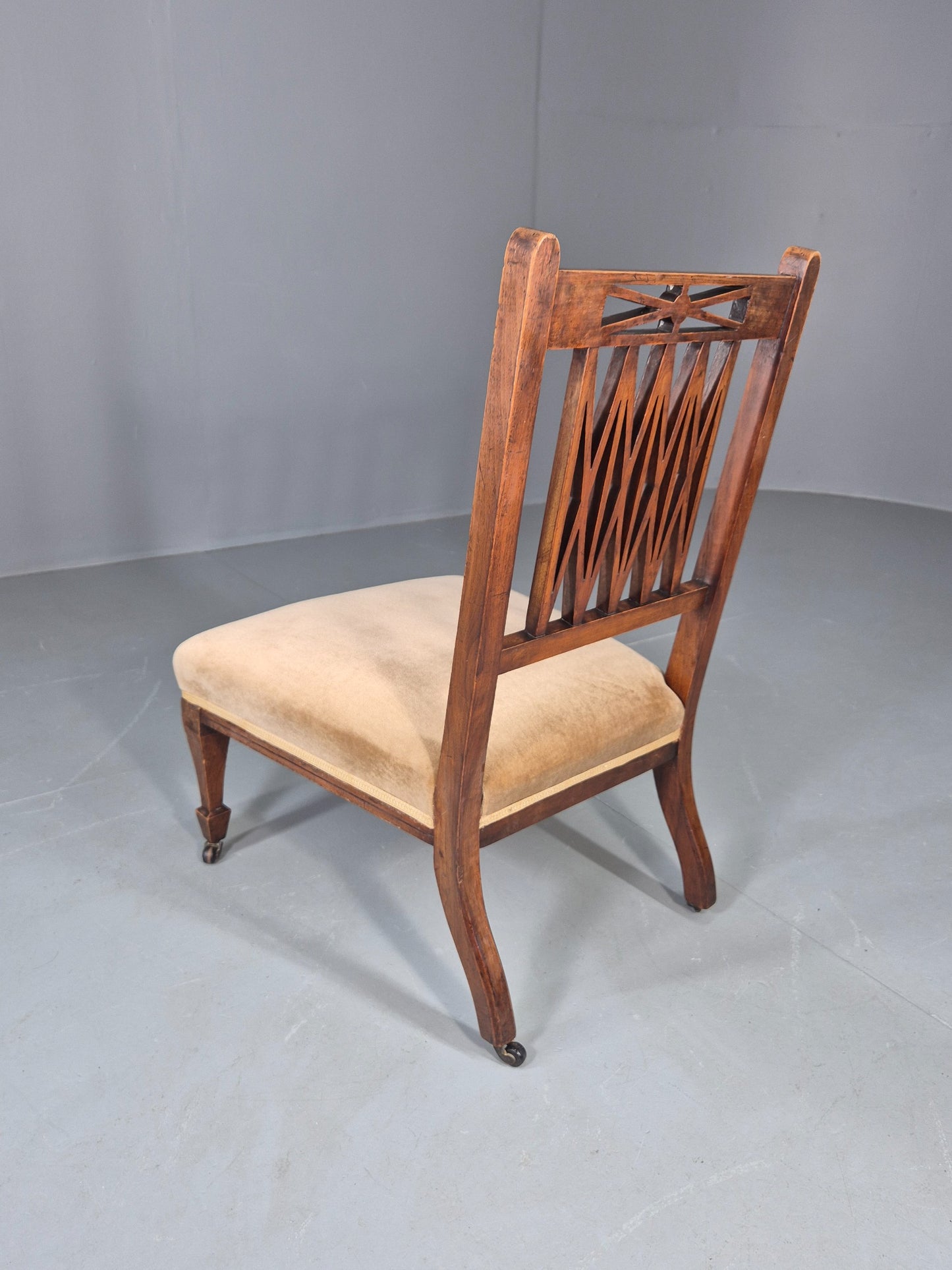Vintage Arts and Crafts Low Chair Antique 1900s Oak Frame Eb12586