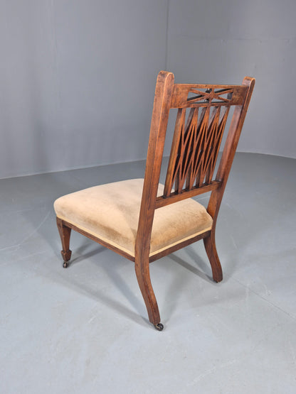 Vintage Arts and Crafts Low Chair Antique 1900s Oak Frame Eb12586