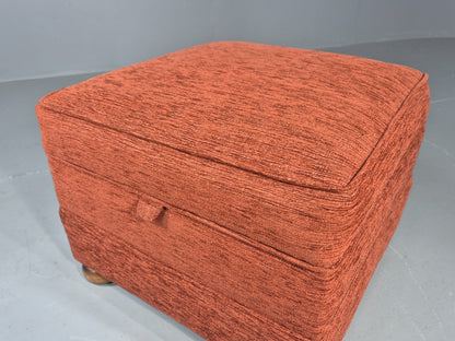Vintage Chenille Footstool With Built In Storage  EB11660