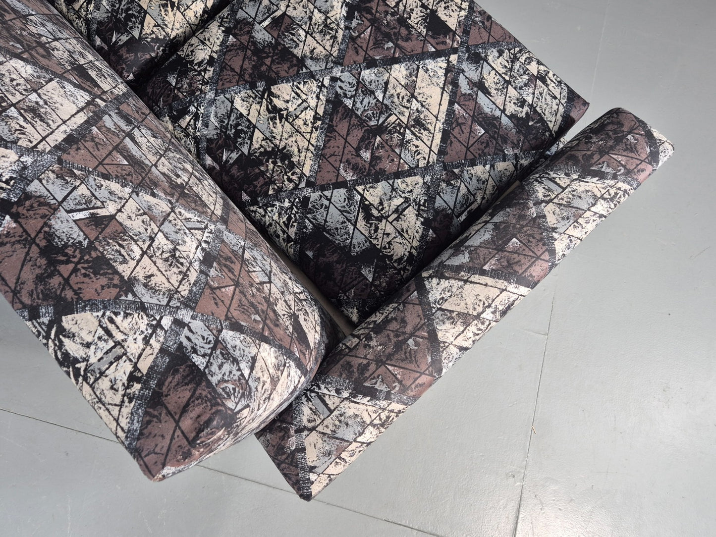 Vintage Mid Century Modern 3 Seater Sofa Swedish Abstract Fabric 1960s EB11077