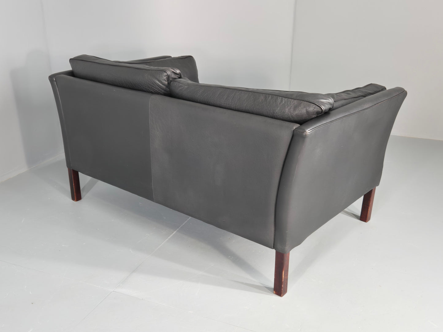 Vintage 2 Seater Sofa Stouby Danish Retro MCM Brown Leather 1980s EB12432
