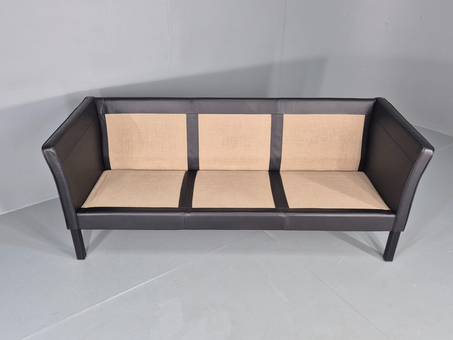 Vintage 3 Seater Sofa Danish Design Black Leather Mid Century Retro EB8627 M3SS