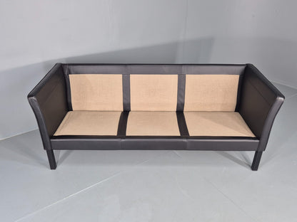 Vintage 3 Seater Sofa Danish Design Black Leather Mid Century Retro EB8627 M3SS