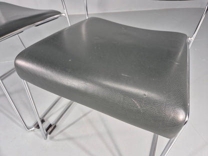 2 Stacking Chairs Modern Design Brunner Linos Leather Chrome EB11918 MSTA