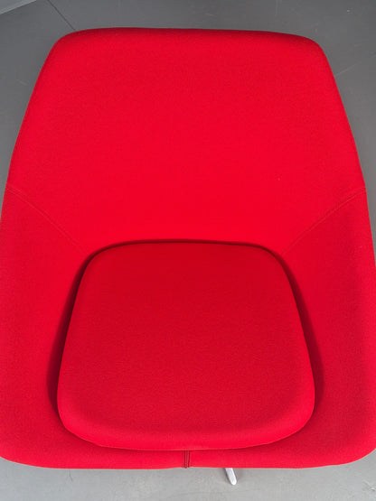 Vintage Allermuir Open Range Swivel Chair Red Fabric EB12247