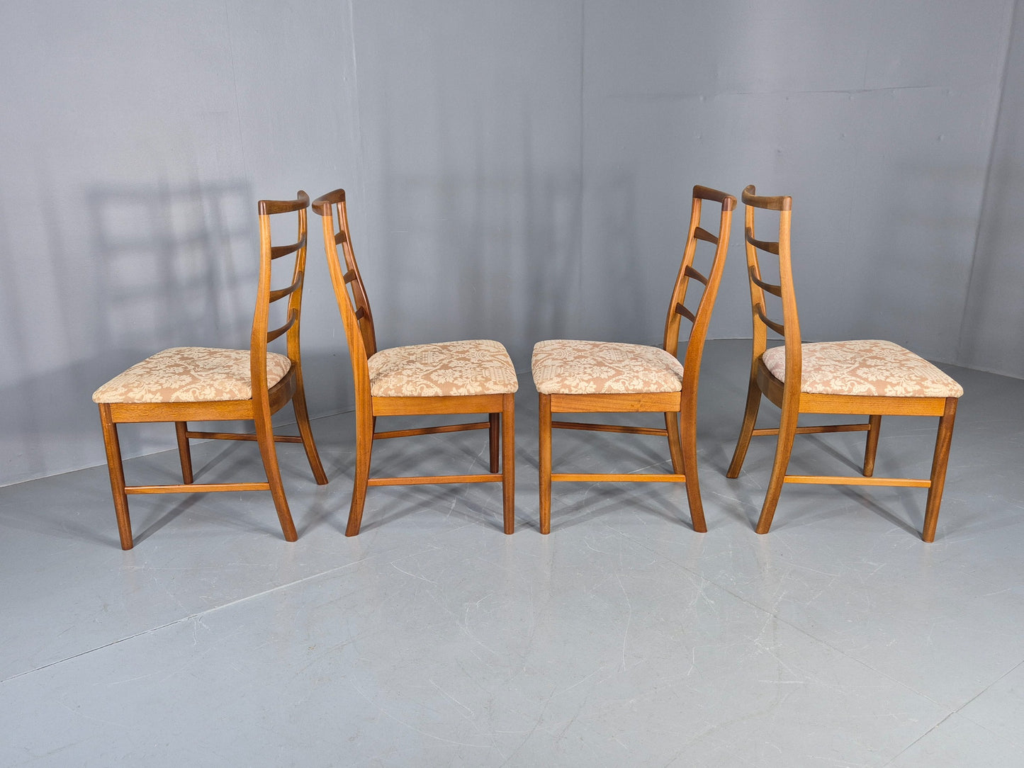 4 Vintage McIntosh Dining Chairs High back ladder Style 1960s Retro MCM EB12861