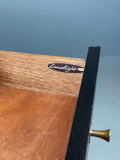 Vintage Chest Of Drawers By Limelight 1960s Oak Veneer Black Mid Century EB13119