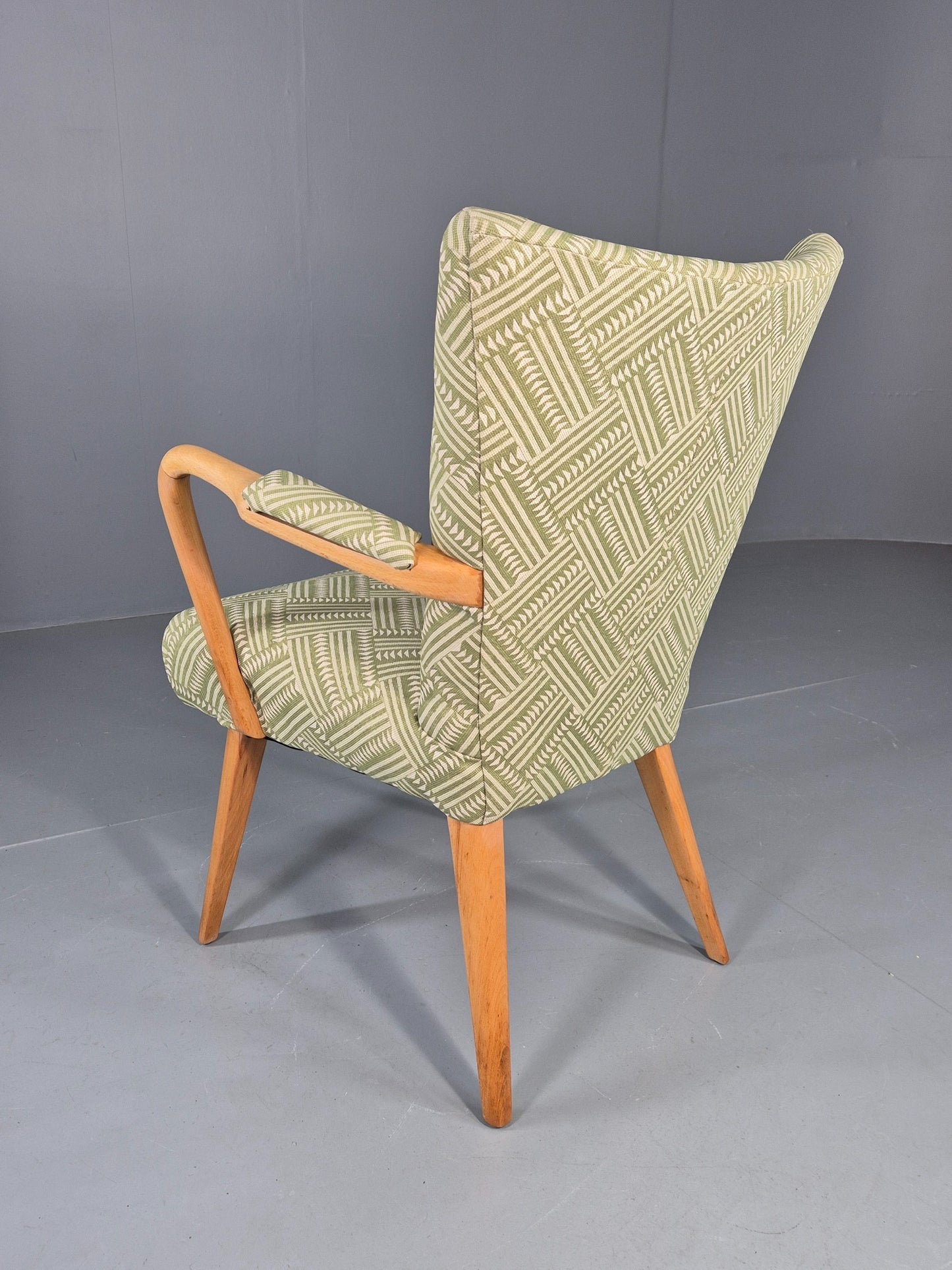 Vintage 1950s Lounge Chair Cintique Beechwood Frame New Upholstery Retro EB11948