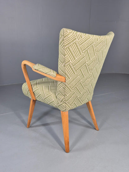 Vintage 1950s Lounge Chair Cintique Beechwood Frame New Upholstery Retro EB11948