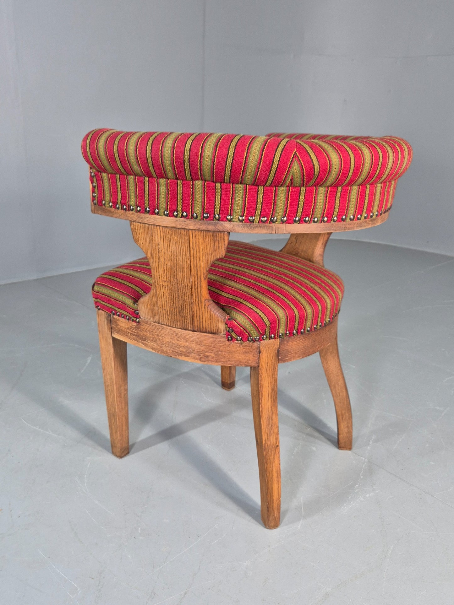 Antique Danish Library Chair Oak Frame Wool Upholstery 19th Century EB12772