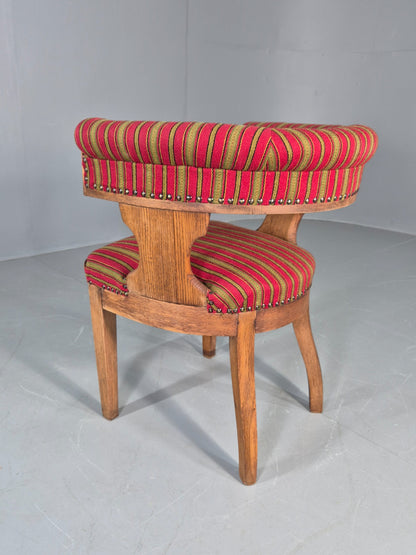 Antique Danish Library Chair Oak Frame Wool Upholstery 19th Century EB12772