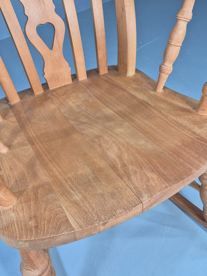 Vintage Beech Rocking Chair Antique Style Late 20th Century Splat Back EB12799