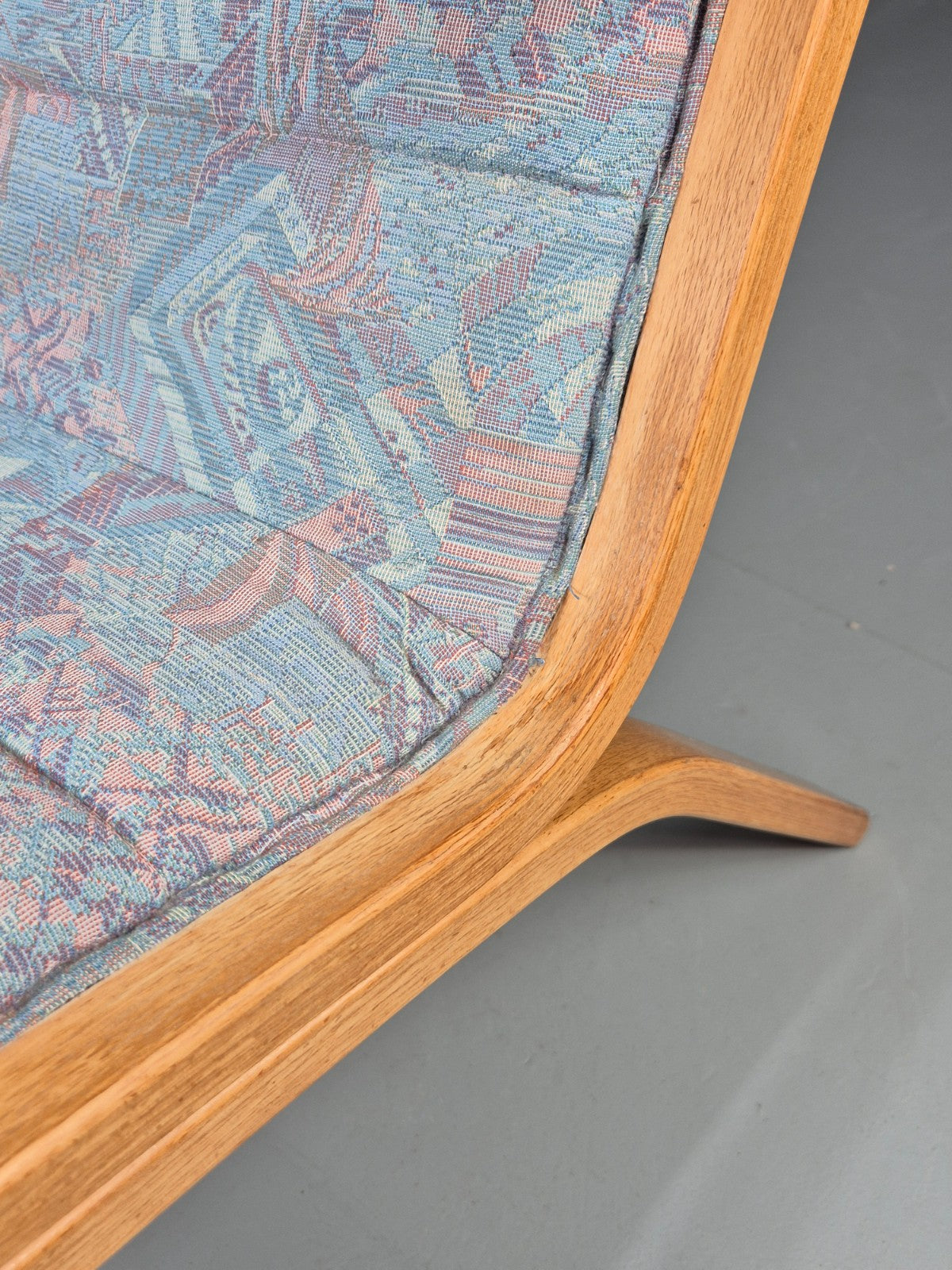 Vintage Mid Century Danish Bentwood Chair Blue Abstract 1980s Retro EB12107