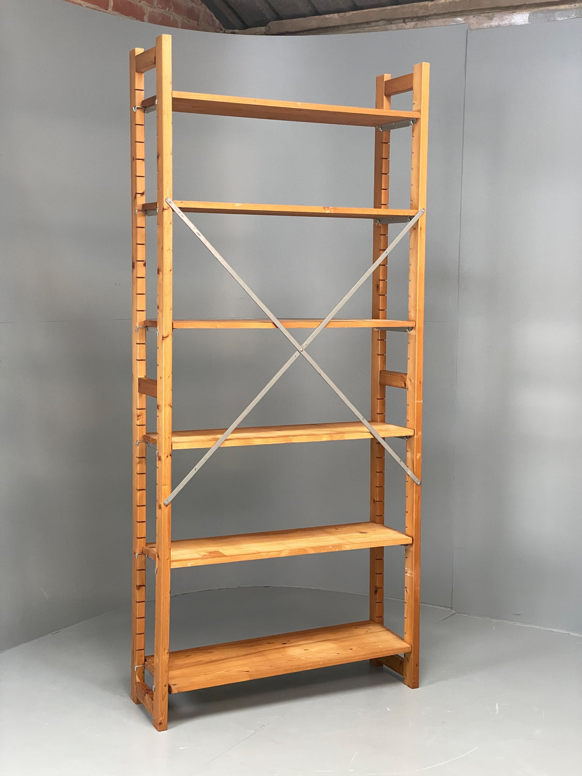 Vintage Pine Shelving Unit Adjustable Modular Open Retro Bruynzeel Solid EB13161