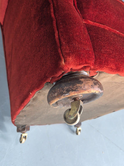 Vintage Rocking Chair Mid Century Red Velour 1950s Retro EB12794