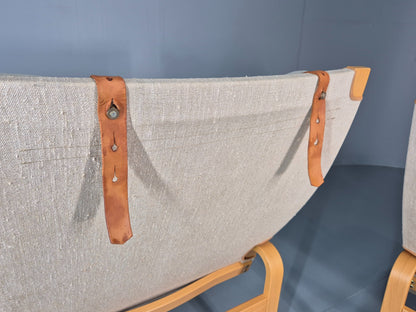 2 Pernilla Lounge Chairs Sweden Vintage Bruno Mathsson Blue Grey EB11336