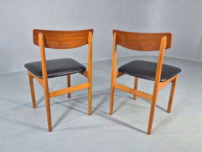 2 Vintage 1960s Dining Chairs Beech Teak and Vinyl Retro Mid Century EB12636