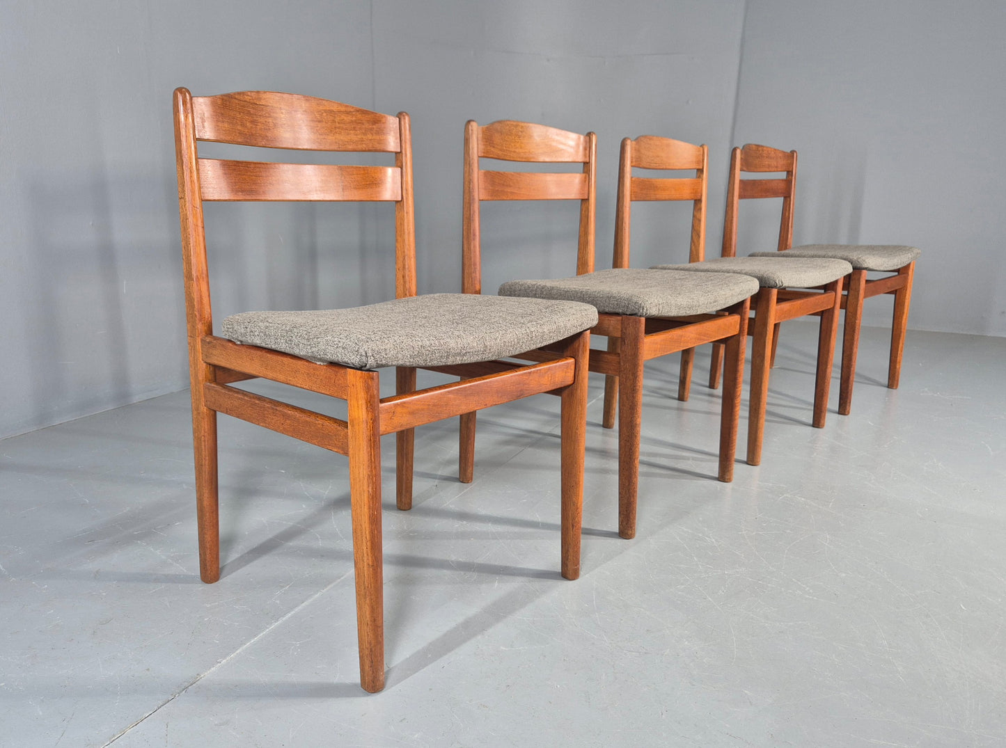 4 Vintage Danish Dining Chairs Teak Frames New Upholstery Boltinge 1970s EB12263