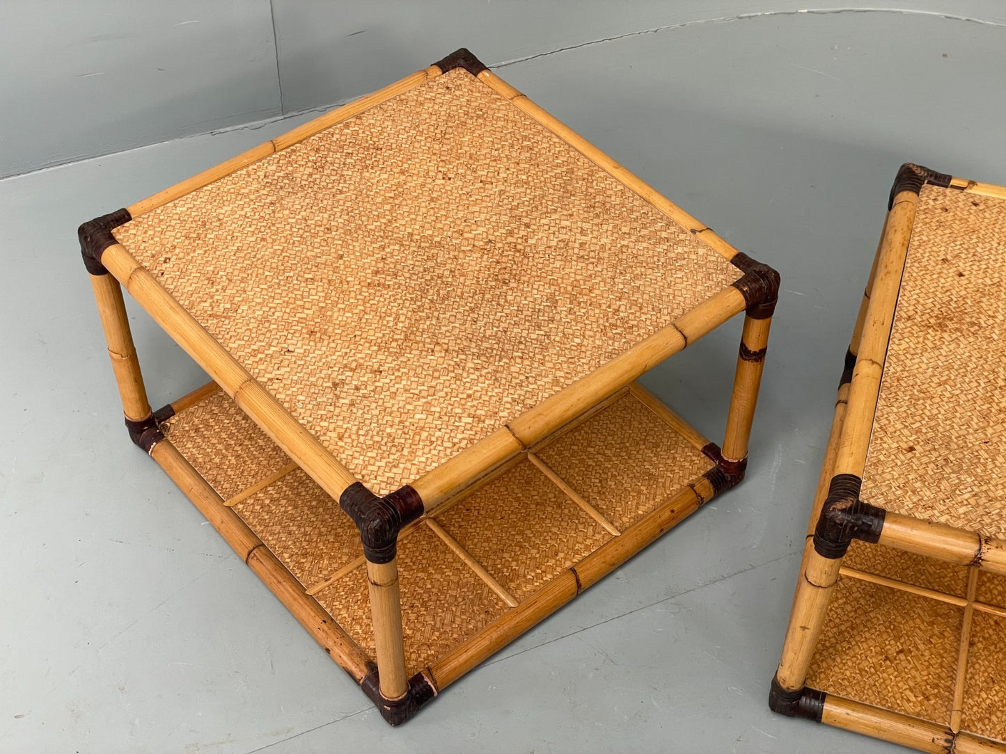 Vintage Bamboo Coffee Tables By Smania Studio Italian 1980s Pair Retro EB12512