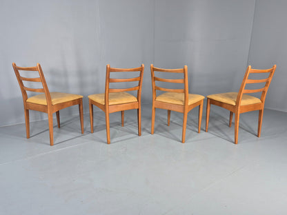 4 Vintage Mid Century Dining Chairs Beech Frames Vinyl Schreiber 1970s  EB12463