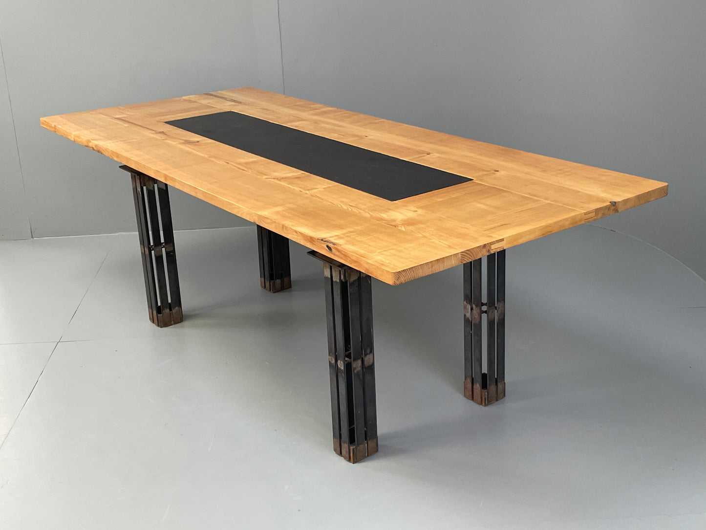 Handmade Dining Table Ash & Steel Frame Designed Tim Germain Slate EB12621
