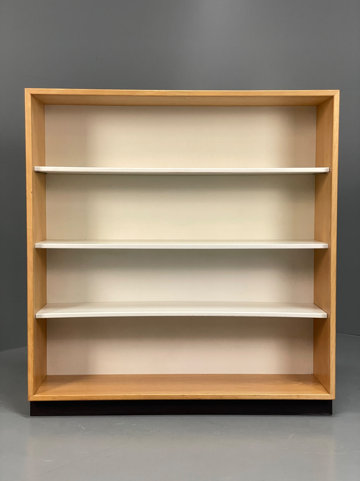 Vintage 1980s Beech Bookcase White Vinyl Base Adjustable Shelving Retro EB13170