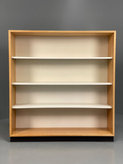 Vintage 1980s Beech Bookcase White Vinyl Base Adjustable Shelving Retro EB13170