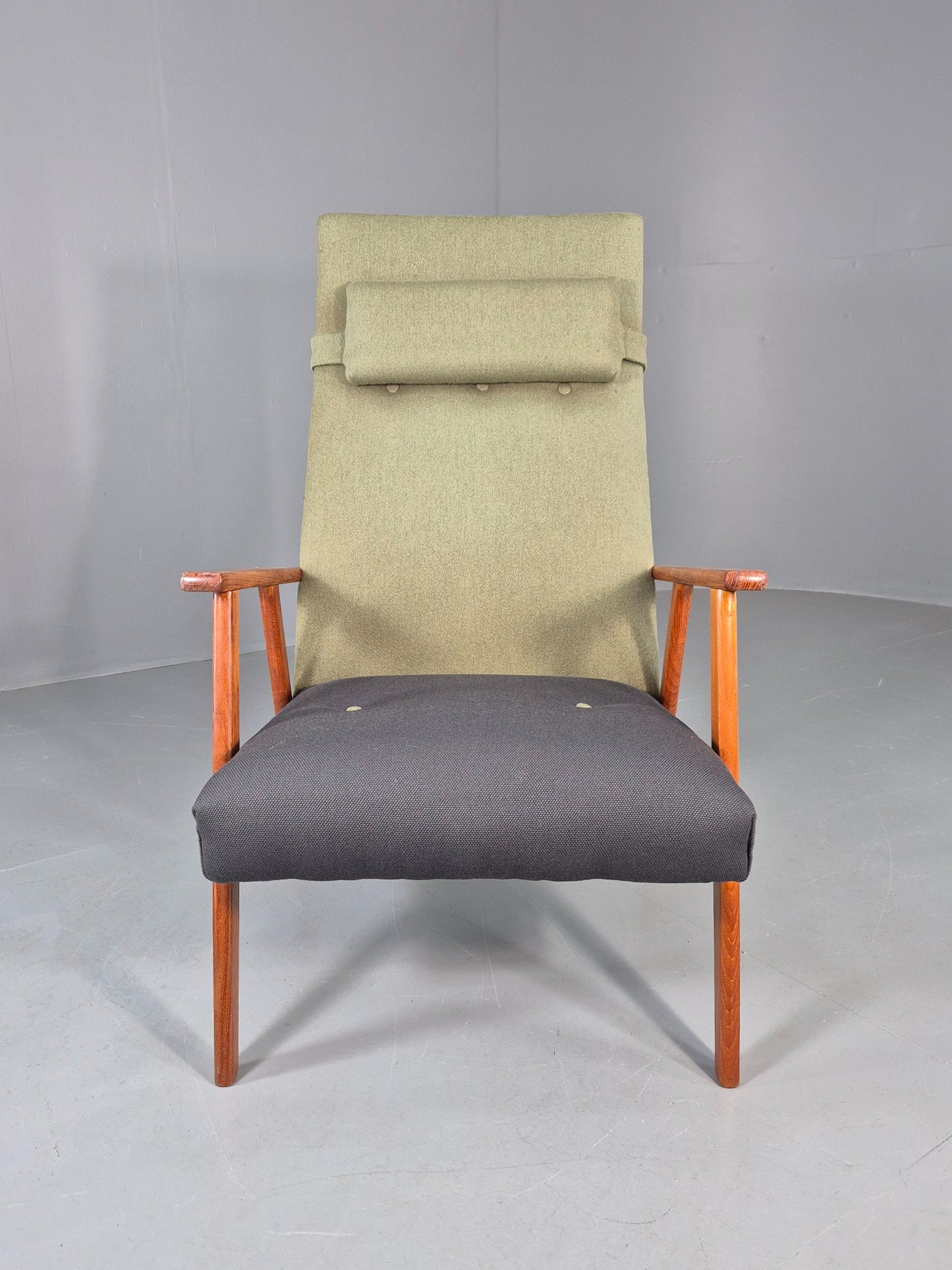 Vintage Mid Century Danish Lounge Chair Teak Frame High Back 1960s Retro EB12125